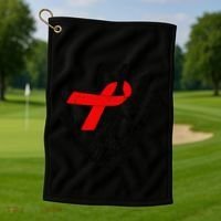 Stop Stigma Hiv Aids Awareness Month Handprint Red Ribbon Golf Towel thumb 1