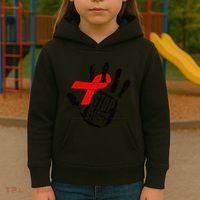 Stop Stigma Hiv Aids Awareness Month Handprint Red Ribbon Kids Hoodie thumb 3