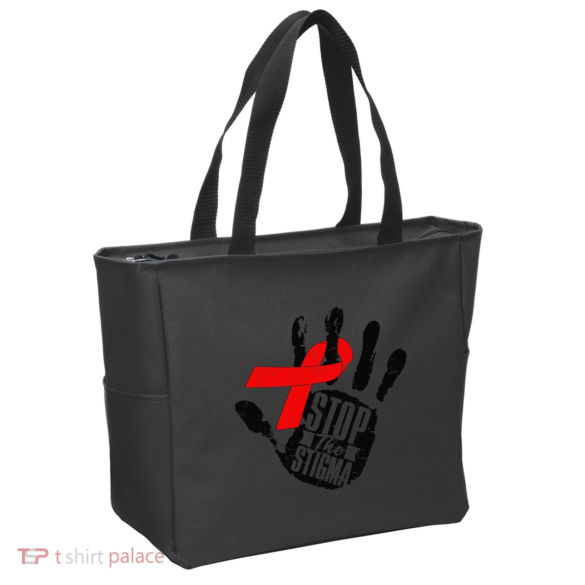 Stop Stigma Hiv Aids Awareness Month Handprint Red Ribbon Tote Bag