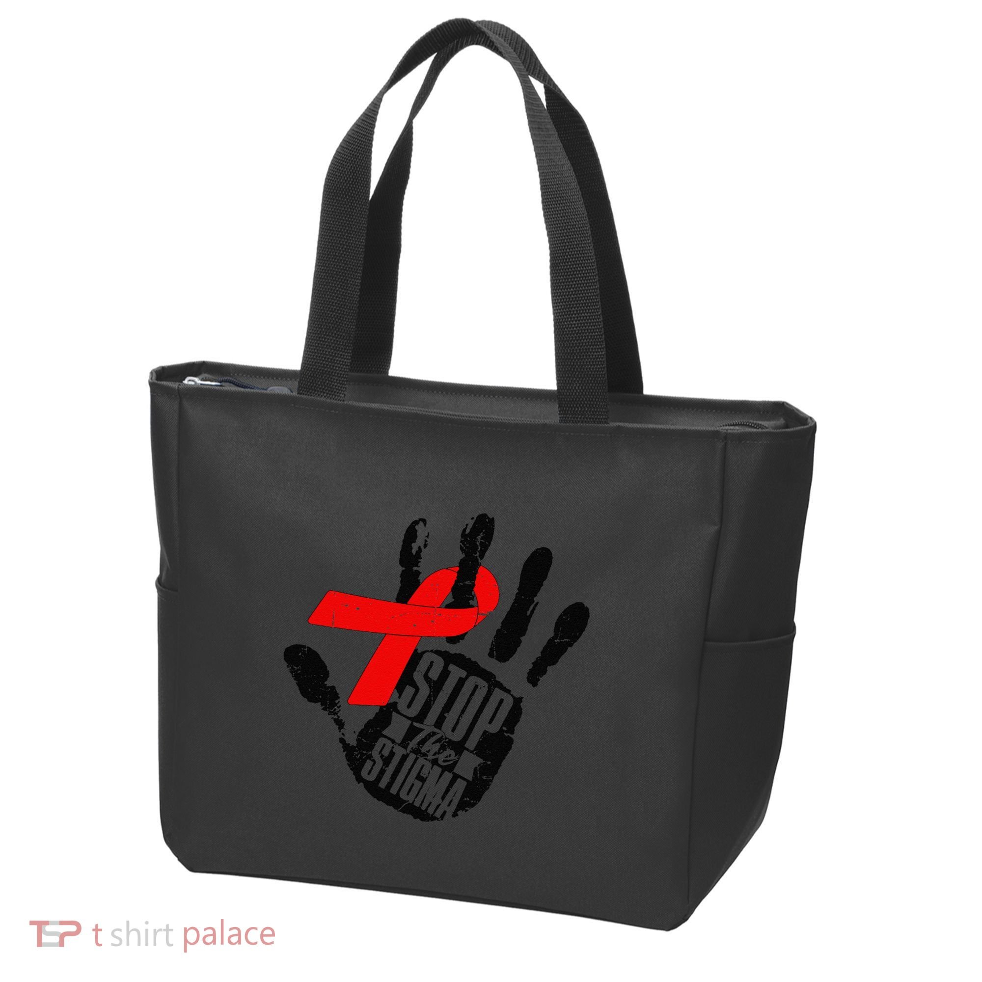 Stop Stigma Hiv Aids Awareness Month Handprint Red Ribbon Tote Bag