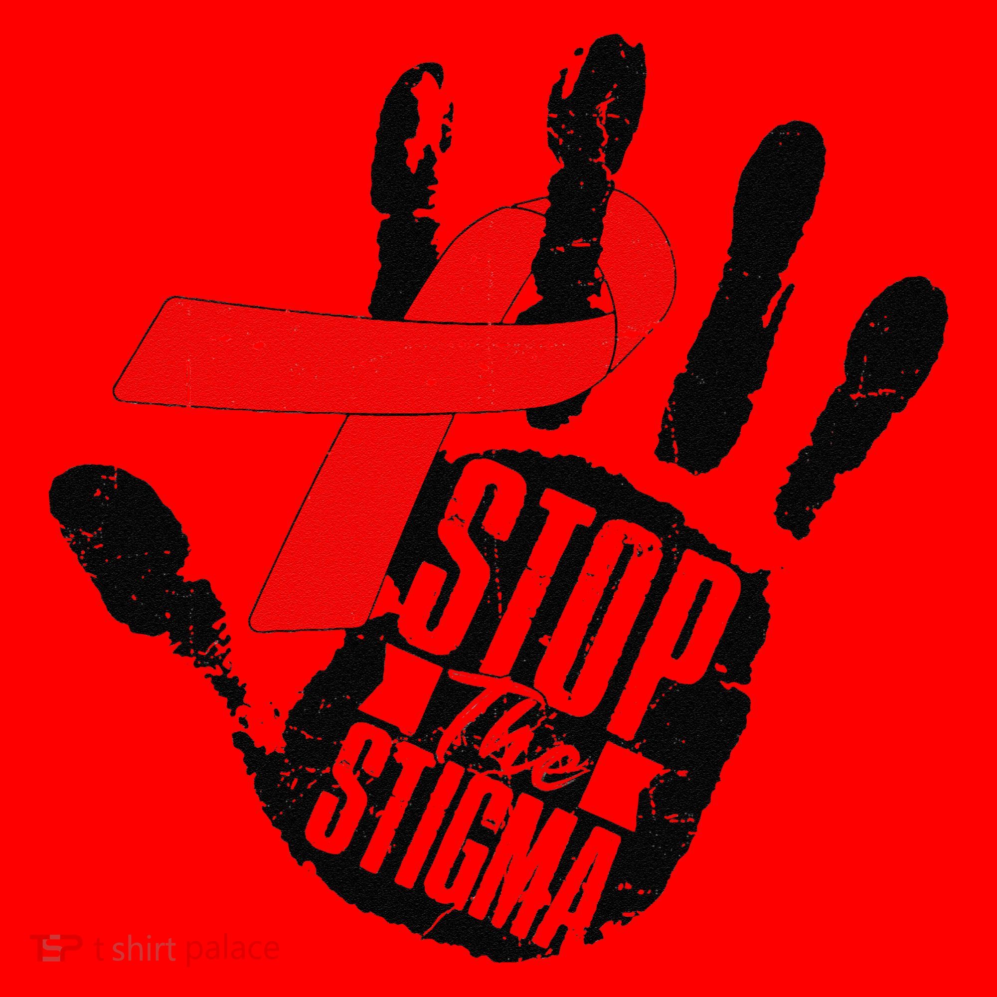 Stop Stigma Hiv Aids Awareness Month Handprint Red Ribbon Santa Hat