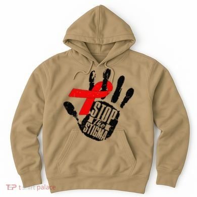 Stop Stigma Hiv Aids Awareness Month Handprint Red Ribbon Hoodie