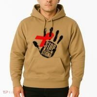 Stop Stigma Hiv Aids Awareness Month Handprint Red Ribbon Hoodie thumb 2