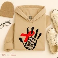 Stop Stigma Hiv Aids Awareness Month Handprint Red Ribbon Hoodie thumb 4