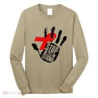 Stop Stigma Hiv Aids Awareness Month Handprint Red Ribbon Long Sleeve Shirt thumb 0