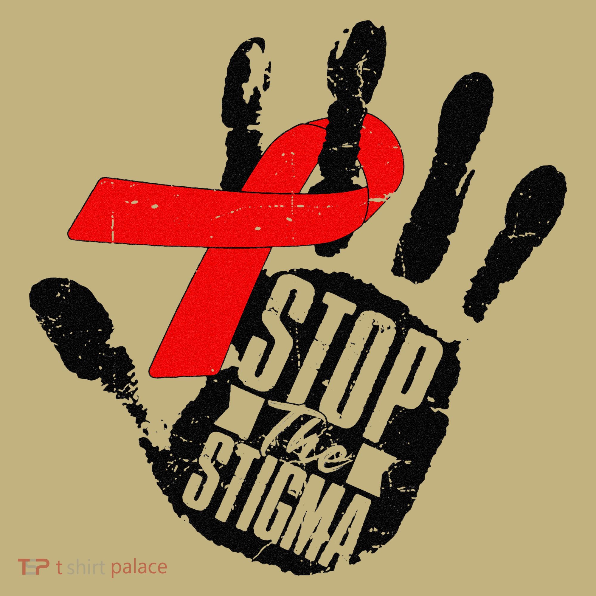 Stop Stigma Hiv Aids Awareness Month Handprint Red Ribbon Long Sleeve Shirt