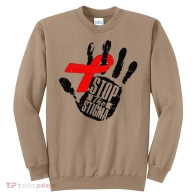 Stop Stigma Hiv Aids Awareness Month Handprint Red Ribbon Sweatshirt