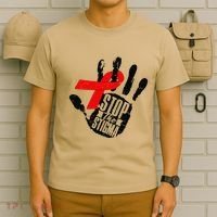 Stop Stigma Hiv Aids Awareness Month Handprint Red Ribbon T-Shirt thumb 6