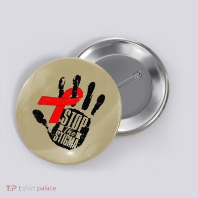Stop Stigma Hiv Aids Awareness Month Handprint Red Ribbon Button