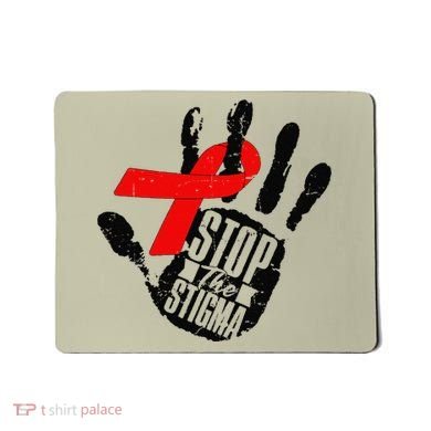 Stop Stigma Hiv Aids Awareness Month Handprint Red Ribbon Mousepad