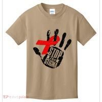 Stop Stigma Hiv Aids Awareness Month Handprint Red Ribbon Kids T-Shirt thumb 0
