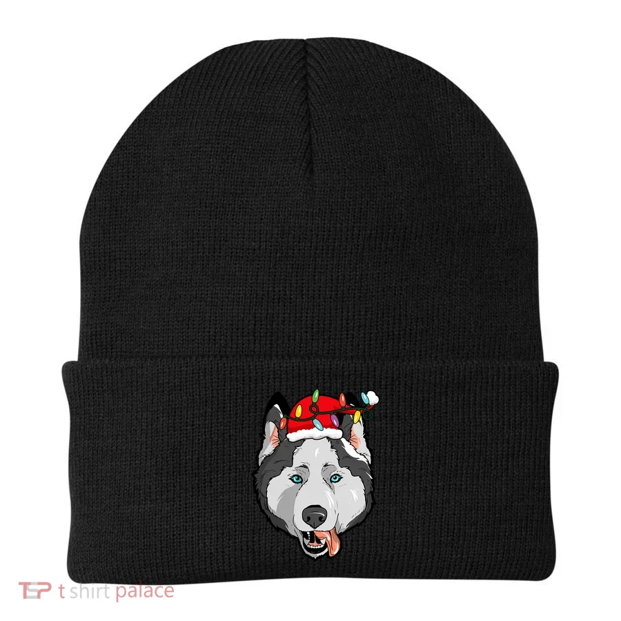 Santa Siberian Husky Light Christmas Gift Beanie