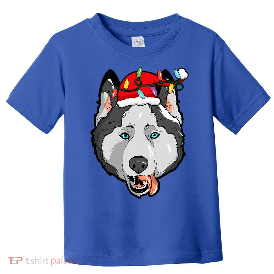 Santa Siberian Husky Light Christmas Gift Toddler T-Shirt