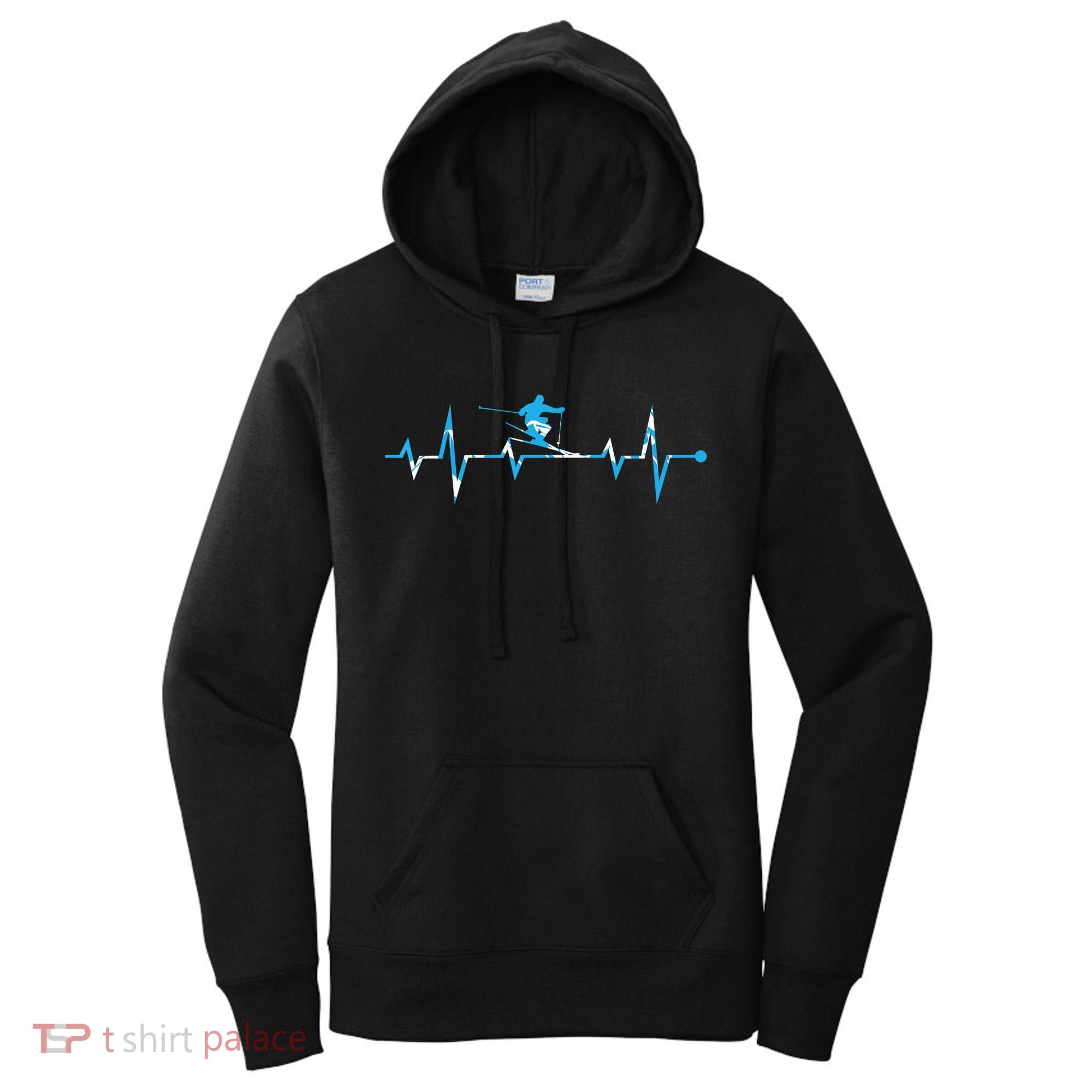 Skiing Ski Heartbeat Gift For Skiers Gift Women's Hoodie