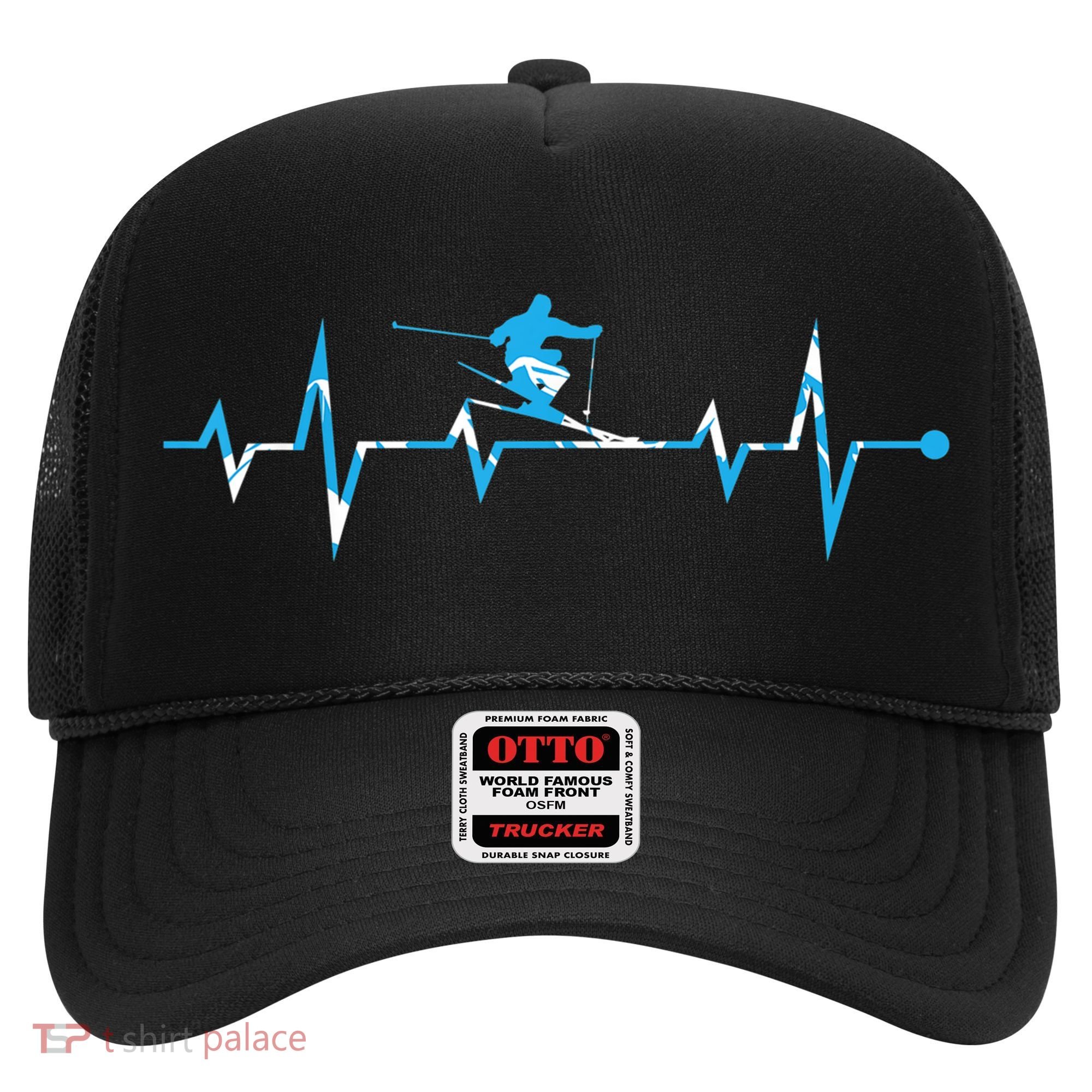 Skiing Ski Heartbeat Gift For Skiers Gift Hat