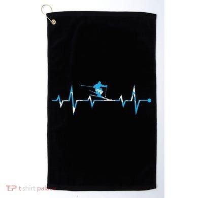Skiing Ski Heartbeat Gift For Skiers Gift Golf Towel