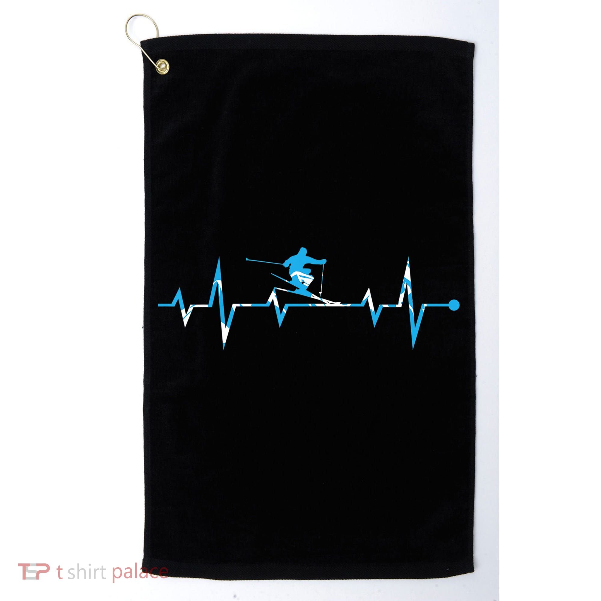 Skiing Ski Heartbeat Gift For Skiers Gift Golf Towel