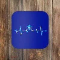 Skiing Ski Heartbeat Gift For Skiers Gift Coaster thumb 0