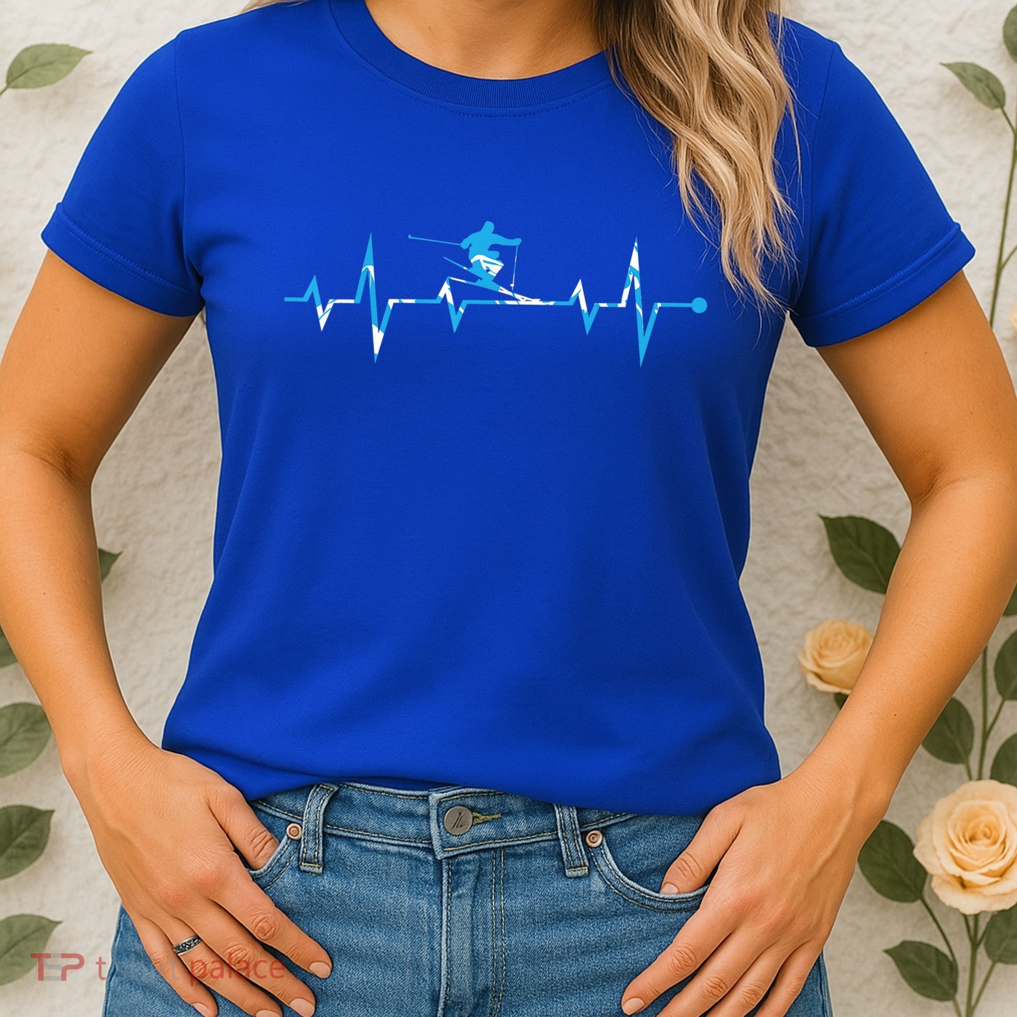 Skiing Ski Heartbeat Gift For Skiers Gift Women's T-Shirt