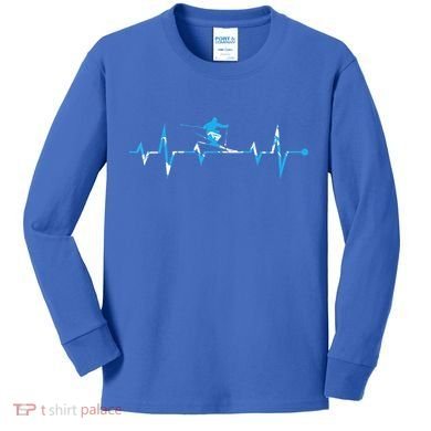 Skiing Ski Heartbeat Gift For Skiers Gift Kids Long Sleeve Shirt
