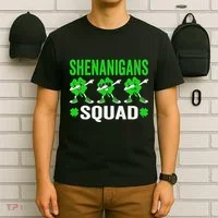 Shenanigans Squad Happy st patrick green shamrocks T-Shirt thumb 6