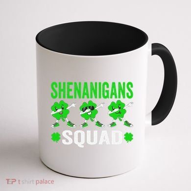 Shenanigans Squad Happy st patrick green shamrocks Coffee Mug back