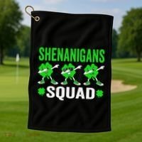 Shenanigans Squad Happy st patrick green shamrocks Golf Towel thumb 1