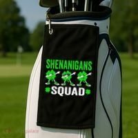 Shenanigans Squad Happy st patrick green shamrocks Golf Towel thumb 2