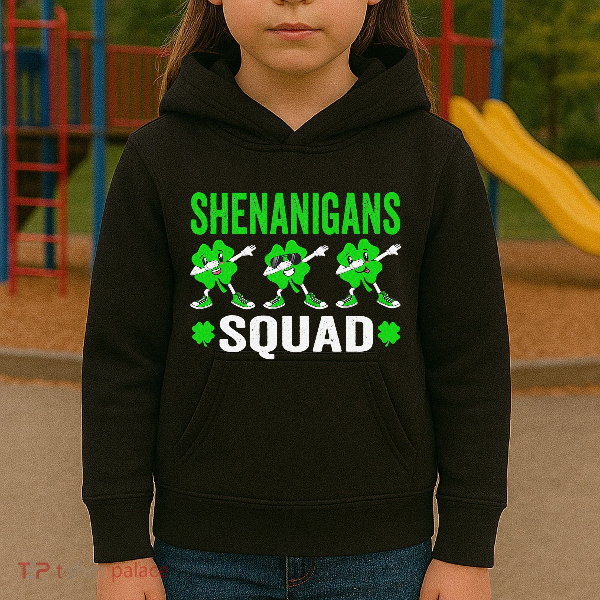 Shenanigans Squad Happy st patrick green shamrocks Kids Hoodie