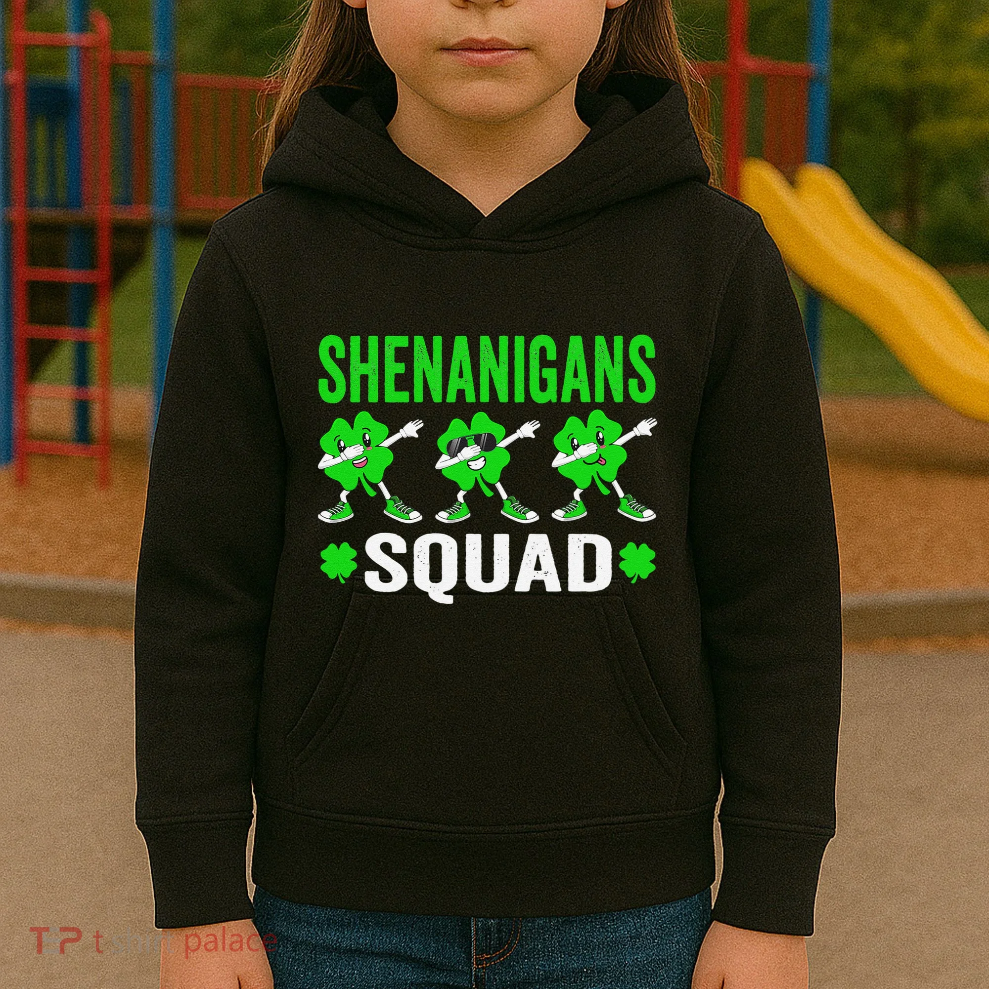 Shenanigans Squad Happy st patrick green shamrocks Kids Hoodie