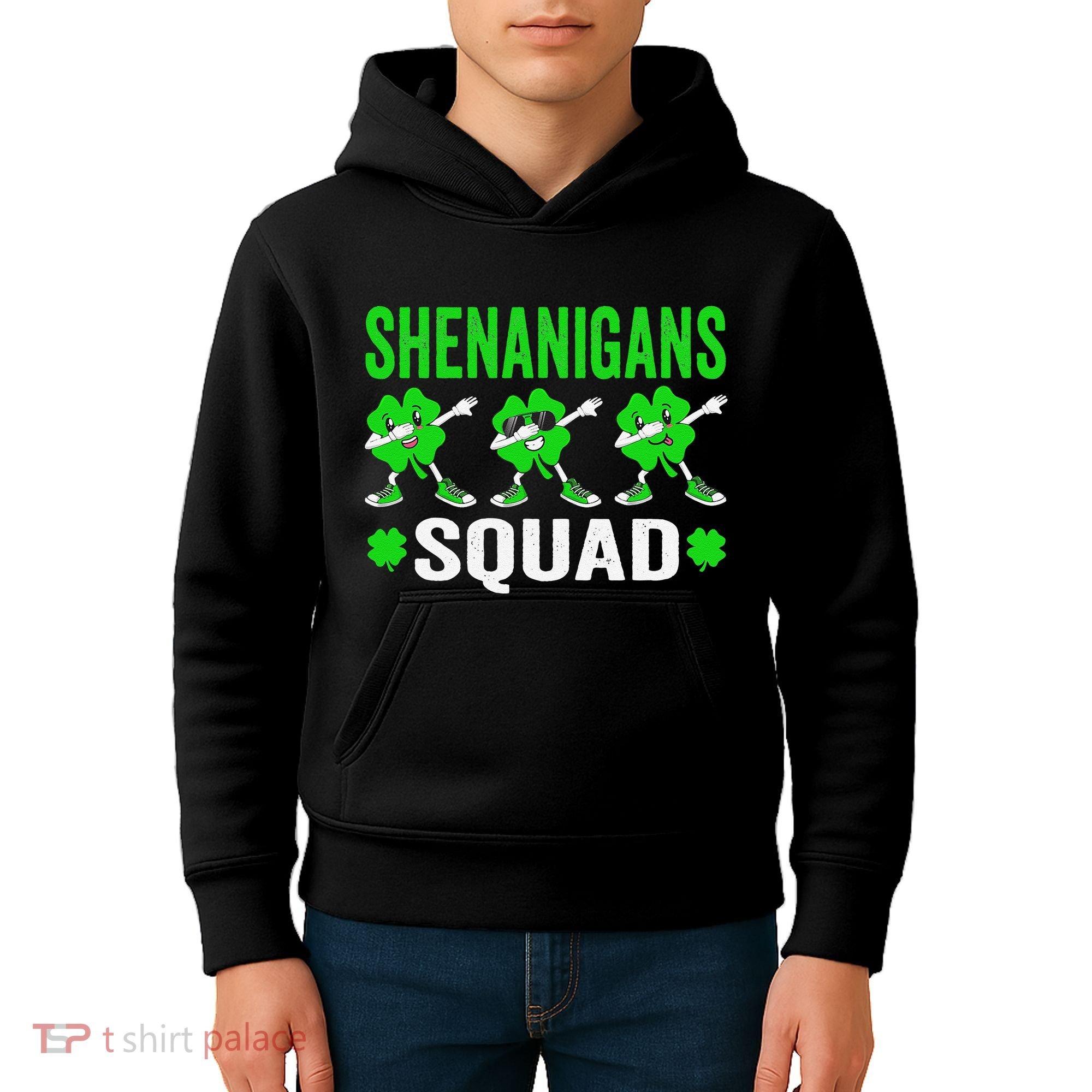 Shenanigans Squad Happy st patrick green shamrocks Kids Hoodie