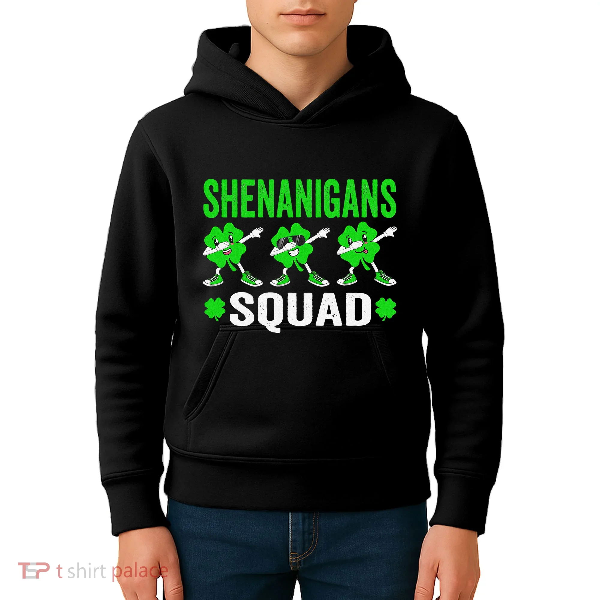 Shenanigans Squad Happy st patrick green shamrocks Kids Hoodie
