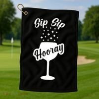 Sip Sip Hooray Bachelorette Gift Golf Towel thumb 1