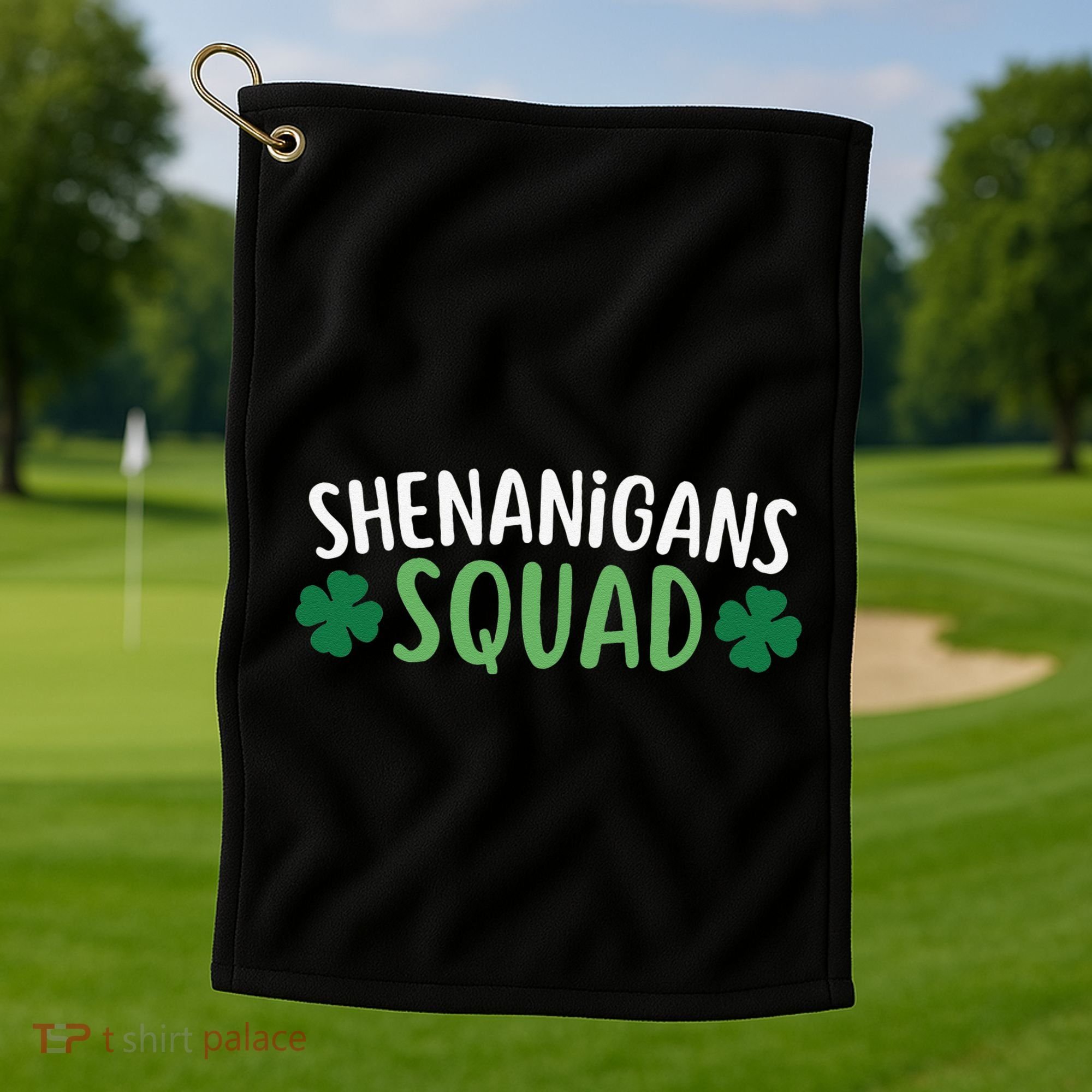 Shenanigans Squad happy st patrick green shamrocks Golf Towel