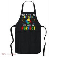 Society Says I Am Autistic God Says I Am Perfect Autism Apron thumb 0