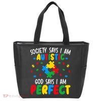 Society Says I Am Autistic God Says I Am Perfect Autism Tote Bag thumb 0