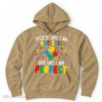 Society Says I Am Autistic God Says I Am Perfect Autism Hoodie thumb 0