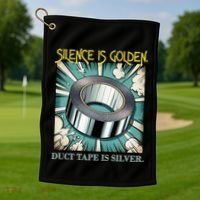 Snarky Silence is Golden  Golf Towel thumb 1