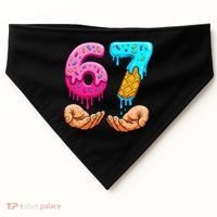 Six Seven Ice Cream Drip 67 Hands Meme 6-7 USA-Made Doggie Bandana thumb 0