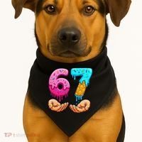 Six Seven Ice Cream Drip 67 Hands Meme 6-7 USA-Made Doggie Bandana thumb 1