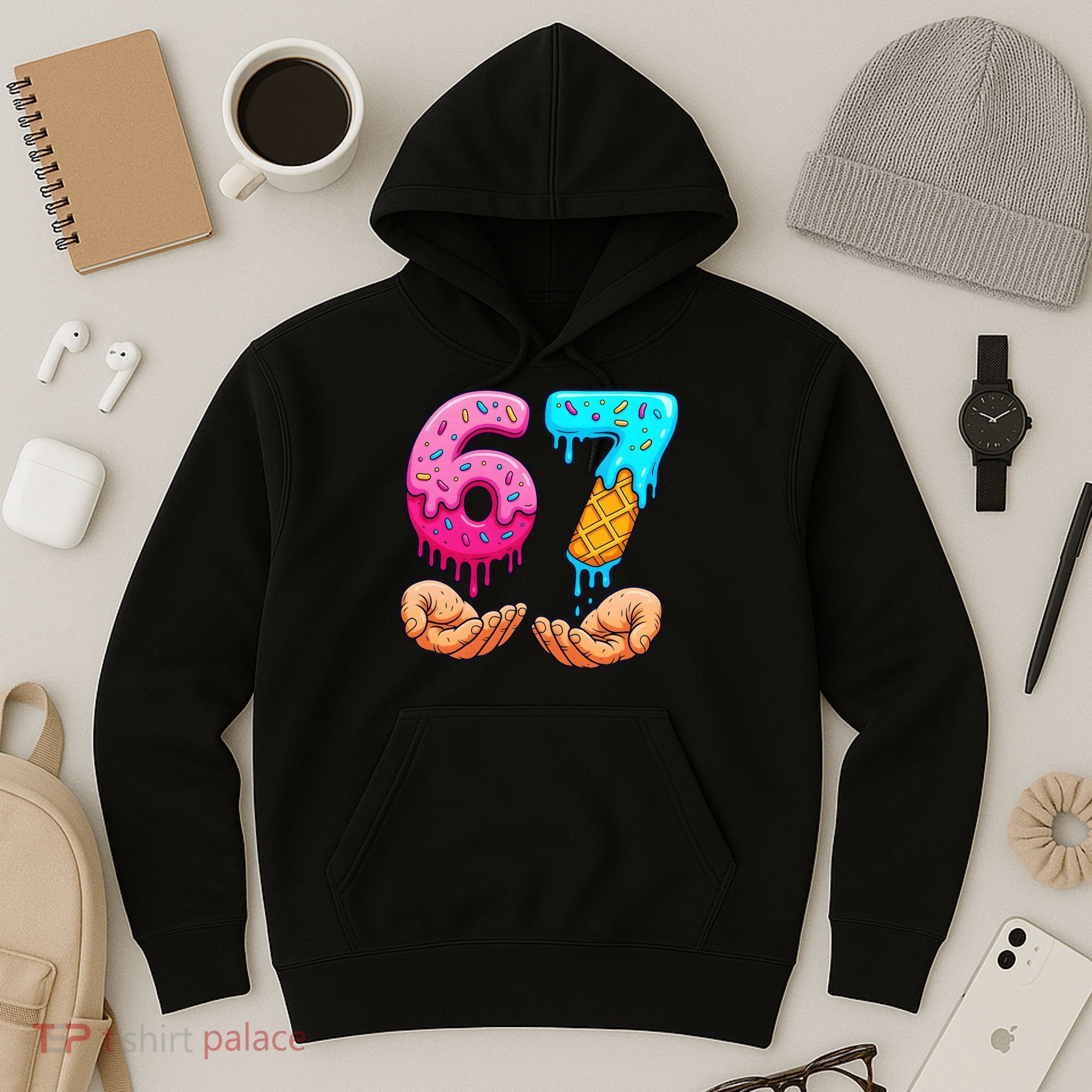 Six Seven Ice Cream Drip 67 Hands Meme 6-7 Hoodie
