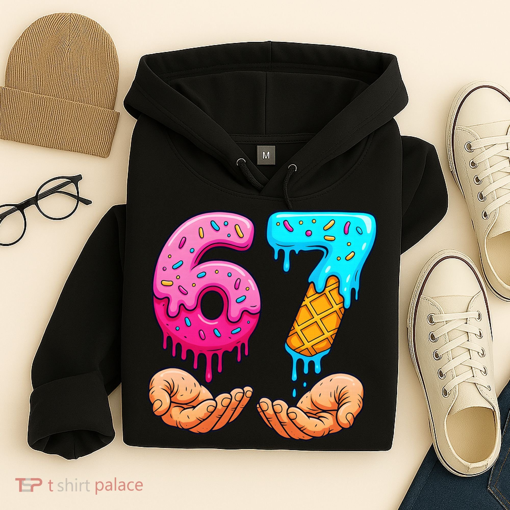 Six Seven Ice Cream Drip 67 Hands Meme 6-7 Hoodie