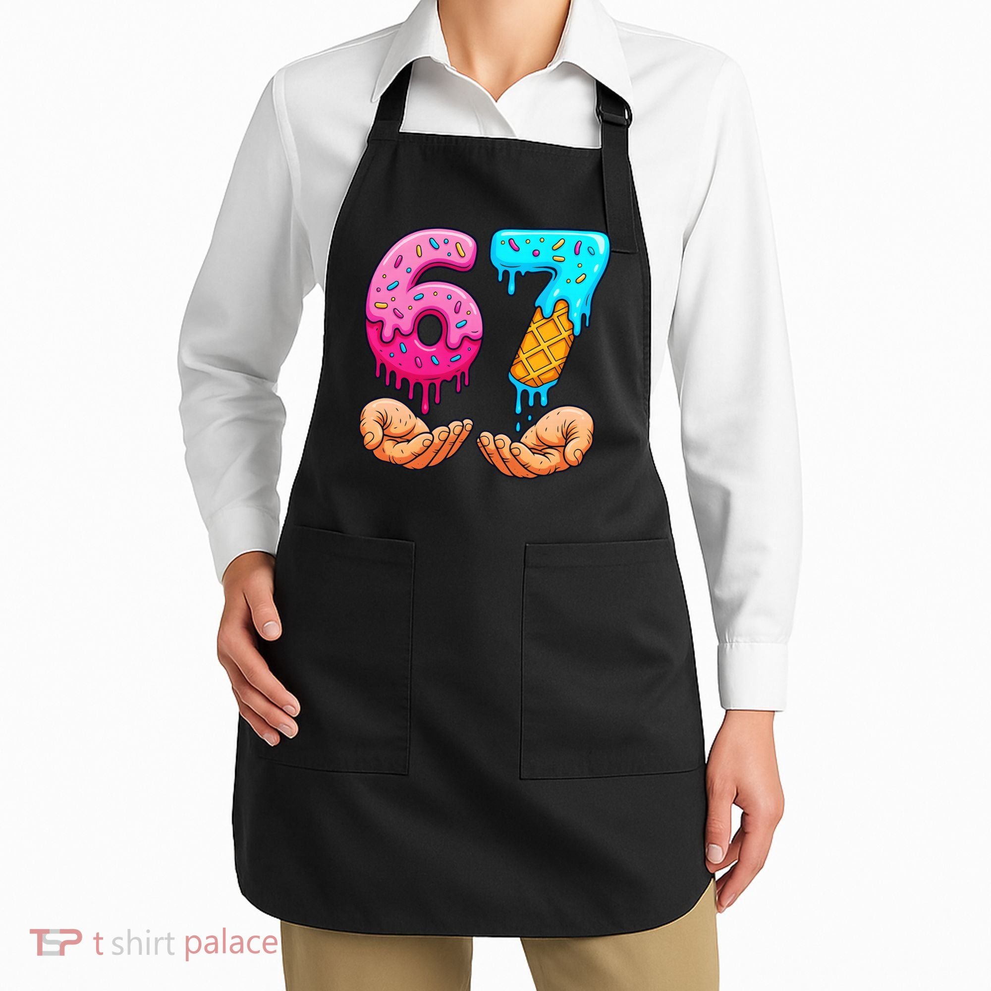 Six Seven Ice Cream Drip 67 Hands Meme 6-7 Apron