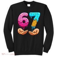 Six Seven Ice Cream Drip 67 Hands Meme 6-7 Sweatshirt thumb 0