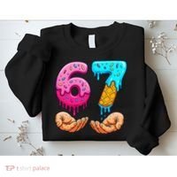 Six Seven Ice Cream Drip 67 Hands Meme 6-7 Sweatshirt thumb 2