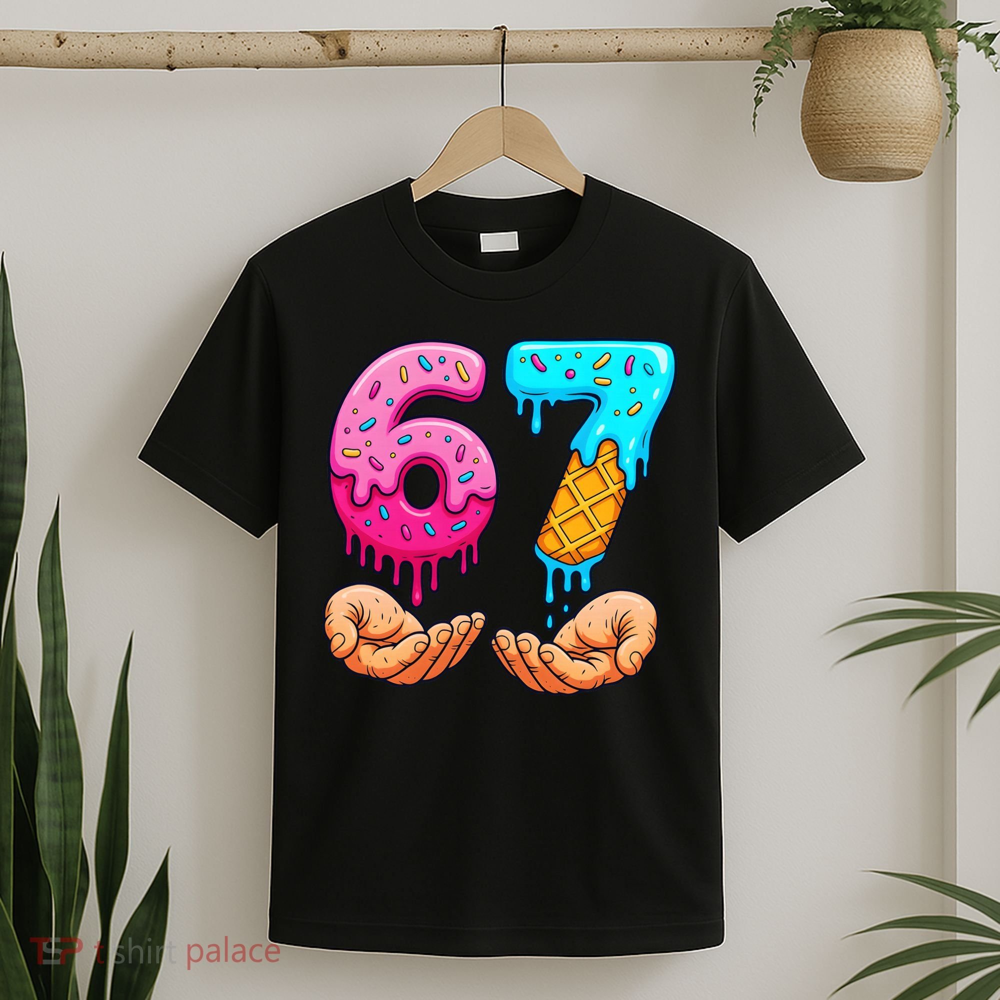Six Seven Ice Cream Drip 67 Hands Meme 6-7 T-Shirt