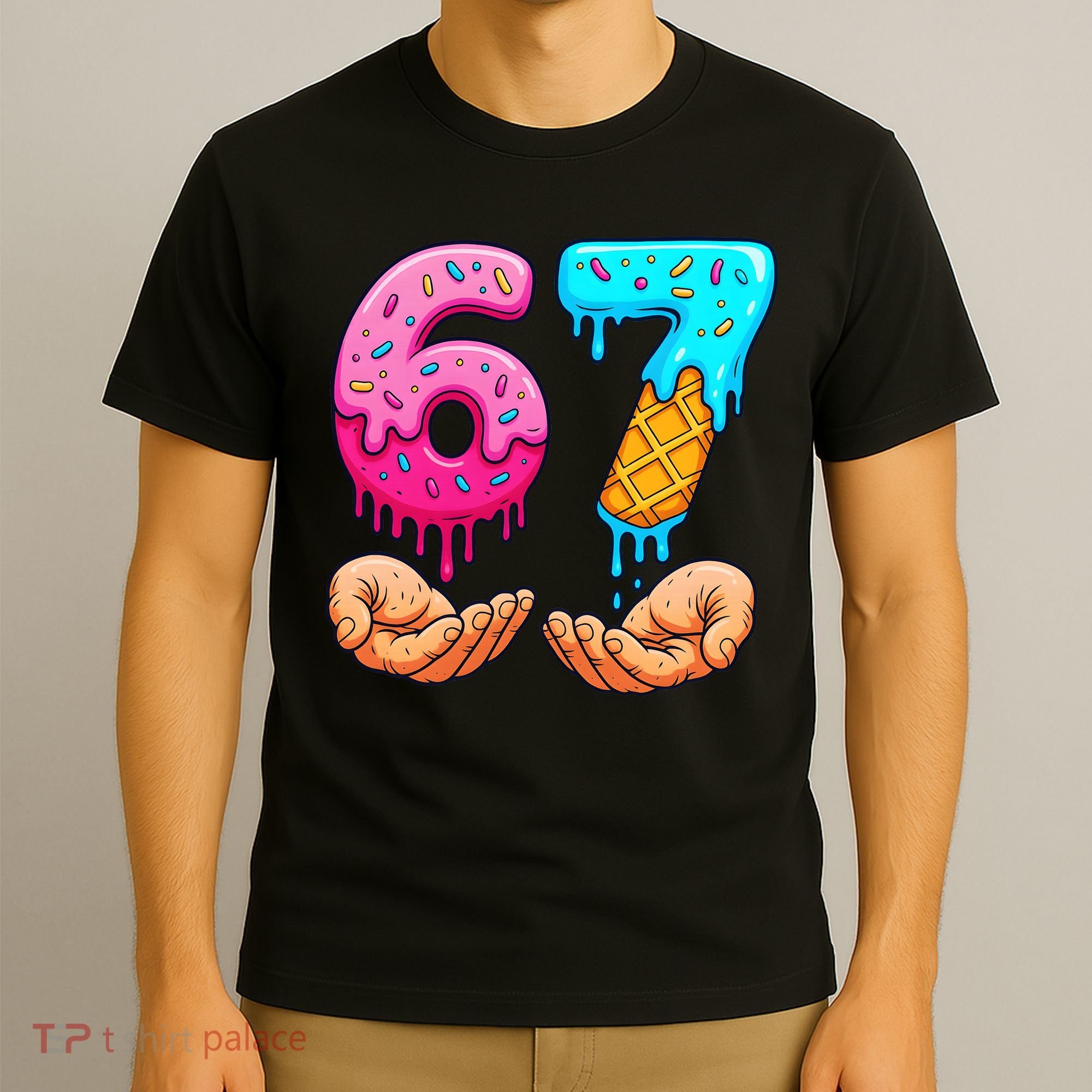Six Seven Ice Cream Drip 67 Hands Meme 6-7 T-Shirt