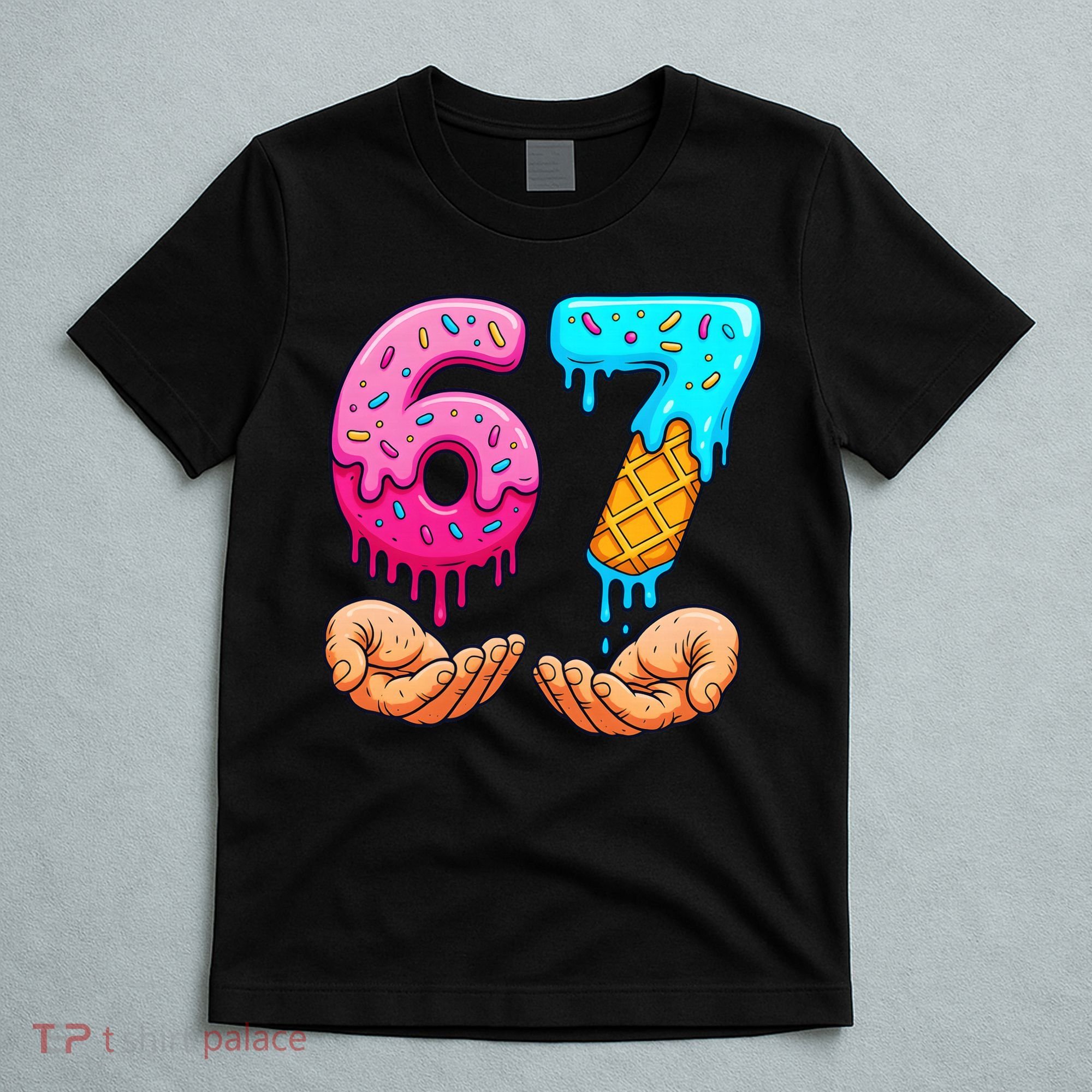 Six Seven Ice Cream Drip 67 Hands Meme 6-7 T-Shirt