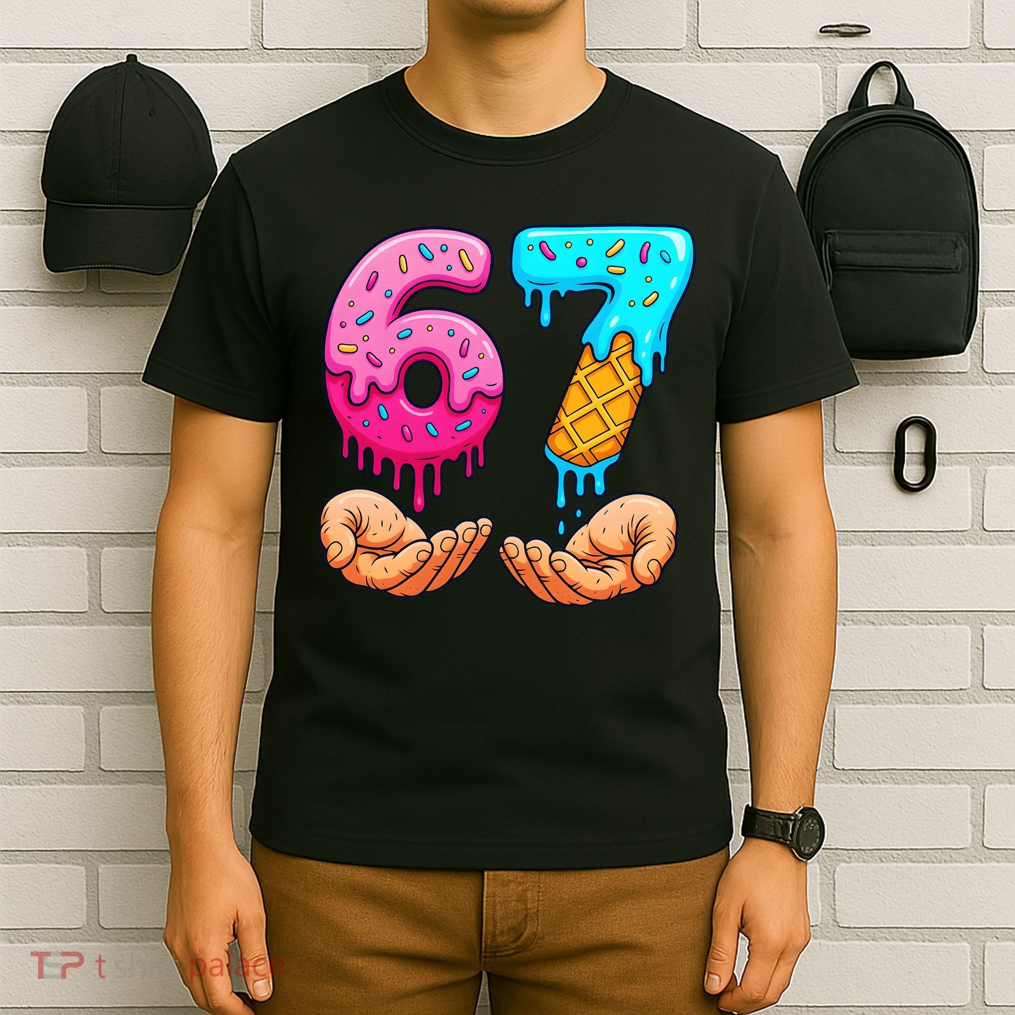 Six Seven Ice Cream Drip 67 Hands Meme 6-7 T-Shirt