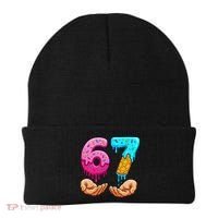Six Seven Ice Cream Drip 67 Hands Meme 6-7 Beanie thumb 0